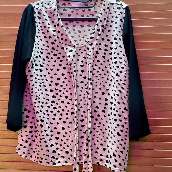 Charming Charlie White and Black Tie Front Blouse with Sailor Collar - Picture 1 of 5